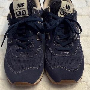 New Balance Men's Navy and Tan Sneakers